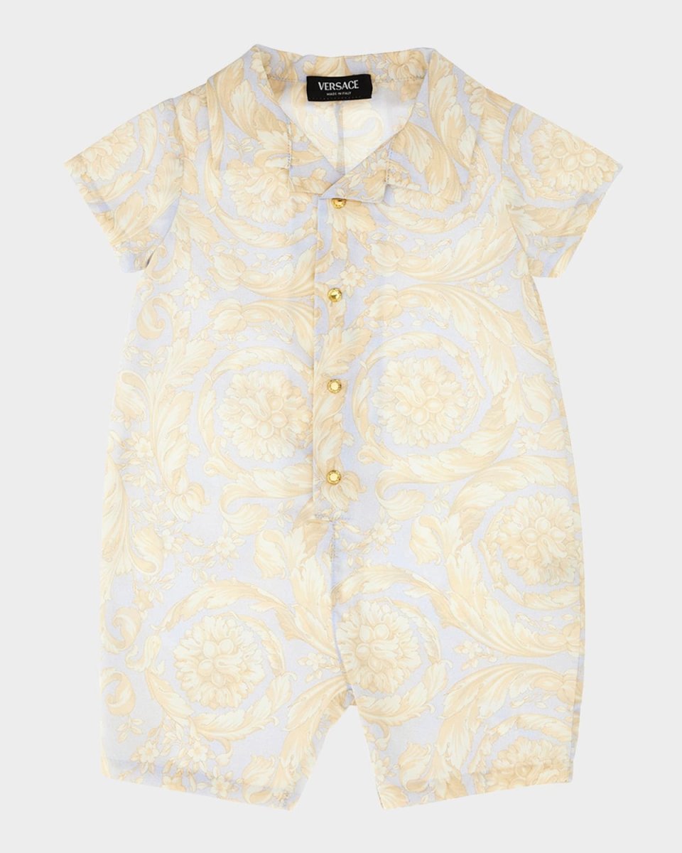 Boy's Barocco-Print Playsuit, Size 3M-